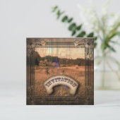 Faire-part de mariage rustique western vintage (Debout devant)