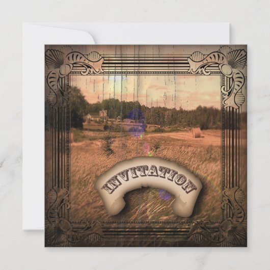 Faire-part de mariage rustique western vintage (Devant)