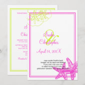 Faire-part de mariage Sable+Mer/vert citron+fuschi (Devant / Derrière)