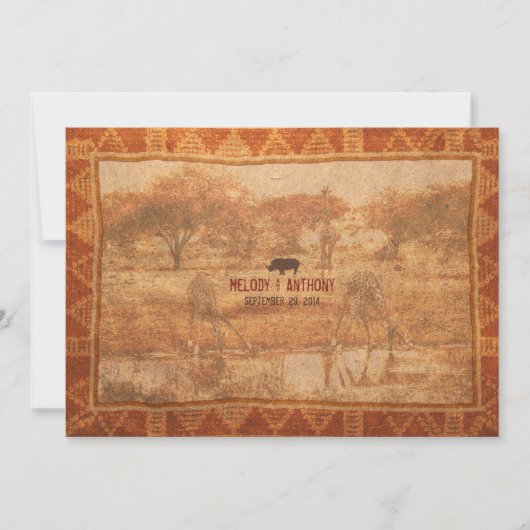 Faire-part de mariage Safari Africain Rhino (Devant)