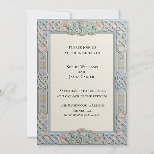 Faire-part de mariage Sage Celtic Thistle (Devant)