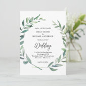 Faire-part de mariage Sage Feuilles olive modernes (Debout devant)