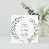 Faire-part de mariage Sage Feuilles olive modernes (Debout devant)