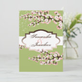 Faire-part de mariage Sage Green Cherry Blossom (Debout devant)