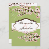 Faire-part de mariage Sage Green Cherry Blossom (Devant / Derrière)