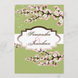 Faire-part de mariage Sage Green Cherry Blossom