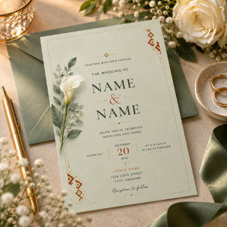 Faire-part de mariage Sage & Terracotta