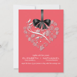 Faire-part de mariage sans respiration - corail