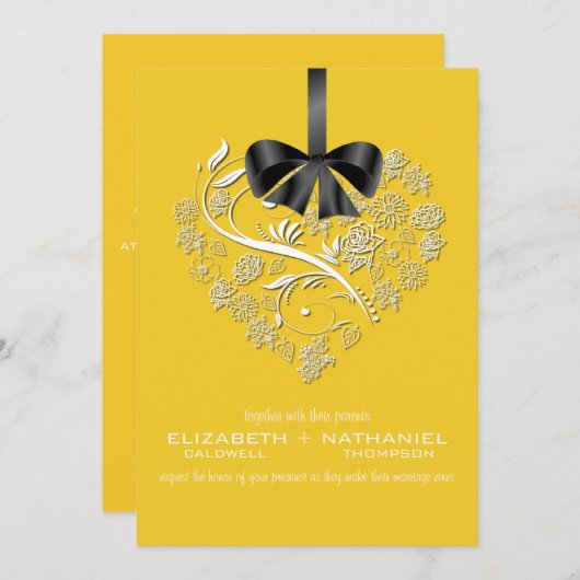 Faire-part de mariage sans respiration - soleil (Devant / Derrière)