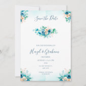 Faire-part de mariage sarcelle (Devant)