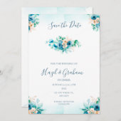 Faire-part de mariage sarcelle (Devant / Derrière)