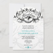 Faire-part de mariage sarcelle aqua moderne vintag (Devant)