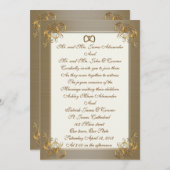 Faire-part de mariage satiné or élégance (Devant / Derrière)