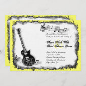 Faire-part de mariage sauvage de musique de jaune (Devant / Derrière)