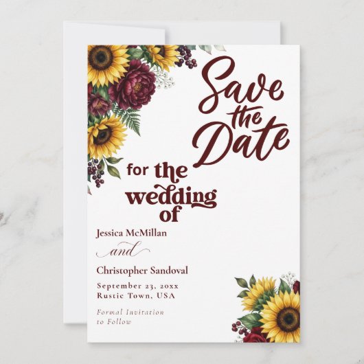 Faire-part de mariage "Save the Date" avec Tournes (Devant)