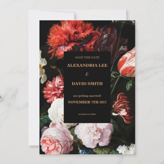 Faire part de mariage Save the Date Fleur rouge fo (Devant)
