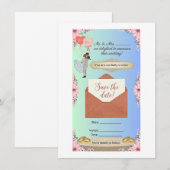 Faire-part de mariage "Save the Date" floral éléga (Devant / Derrière)