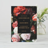 Faire part de mariage Save the Date floral rouge f (Debout devant)