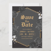 Faire-part de mariage Save The Date rose damas noi (Devant)