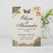 Faire-part de mariage Scrapbook de papillon botani (Debout devant)