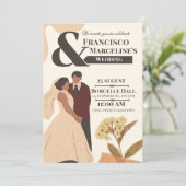 Faire-part de mariage scrapbook simple beige (Debout devant)