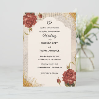 Faire-Part de Mariage Scrapbook Vintage Fleurs Pre