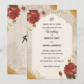 Faire-Part de Mariage Scrapbook Vintage Fleurs Pre (Devant / Derrière)