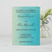 Faire-part de mariage | Script d'aquarelle bleu (Debout devant)