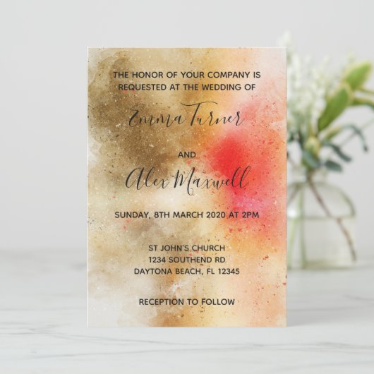 Faire-part de mariage | Script d'aquarelle gras (Debout devant)