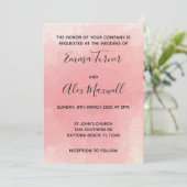 Faire-part de mariage | Script d'aquarelle rose (Debout devant)