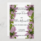 Faire-part de mariage | Script floral pourpre (Devant / Derrière)