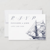 Faire-Part de Mariage Script Illustration de Navir (Devant)