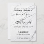 Faire-part de mariage | Script Marbre blanc modern (Devant)