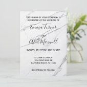 Faire-part de mariage | Script Marbre blanc modern (Debout devant)