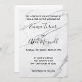 Faire-part de mariage | Script Marbre blanc modern (Devant / Derrière)