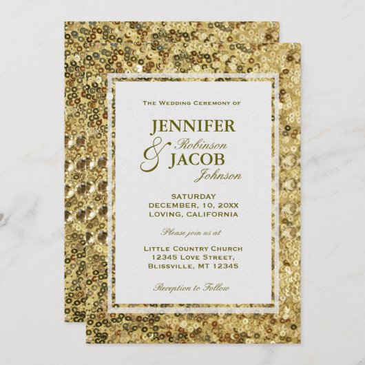 Faire-part de mariage | Séquences d'or (Devant / Derrière)