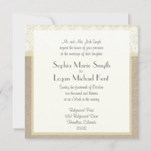 Faire-part de mariage Shabby Chic Beige Lace Burla