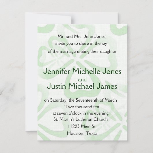 Faire-part de mariage Shamrock vert (Devant)