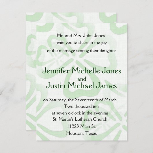 Faire-part de mariage Shamrock vert (Devant / Derrière)