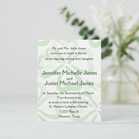 Faire-part de mariage Shamrock vert (Debout devant)