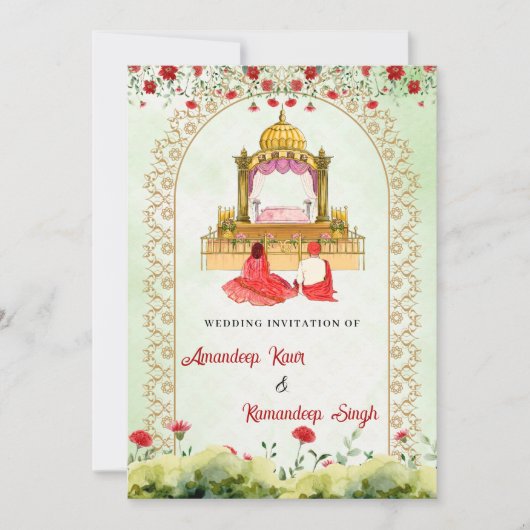 Faire-part de mariage Sikh carte Sikh invitation d (Devant)