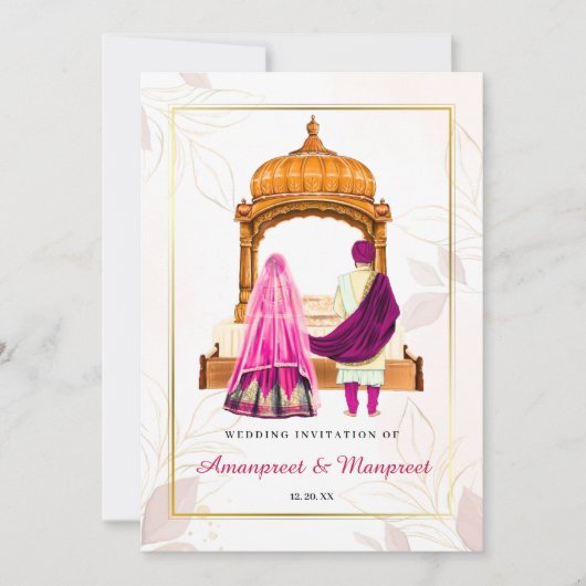 Faire-part de mariage Sikh carte Sikh invitation d (Devant)