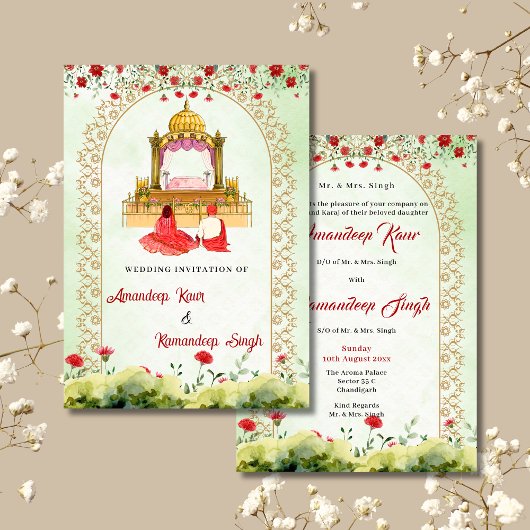 Faire-part de mariage Sikh carte Sikh invitation d