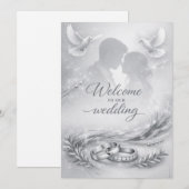 Faire-part de mariage silhouette d'amour élégant (Devant / Derrière)