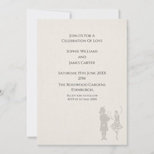 Faire-part de mariage silhouette de couple vintage (Devant)