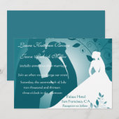 Faire-part de mariage silhouette de mariée et de c (Devant / Derrière)