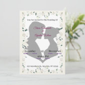 Faire-part de mariage silhouette élégante avec fle (Debout devant)