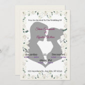 Faire-part de mariage silhouette élégante avec fle (Devant / Derrière)