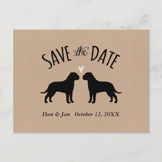 Faire-part de mariage silhouettes de Bullmastiff (Devant)