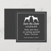 Faire-part de mariage silhouettes de chien Boxer (Devant / Derrière)
